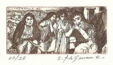 Etching - The Gossips 1"x 2.5": click to enlarge