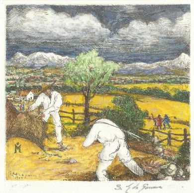 Etching - The Harvest (color) - 4"x 4": click to enlarge