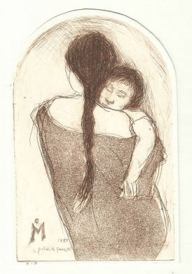 Etching - Mother and Child - 5"x 3.5": click to enlarge