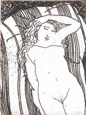 Etching - Reclining Nude 3"x 2.5": click to enlarge