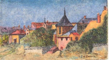 Etching - Saumur (color) 1"x 2": click to enlarge