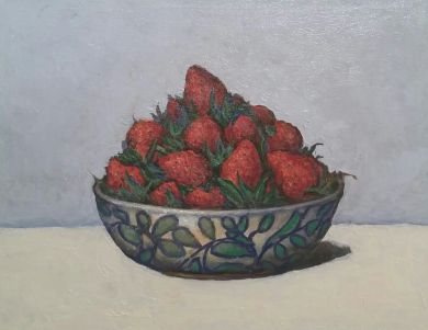 FRANCE - Strawberries on Pale Blue 11x14 - $3200: click to enlarge
