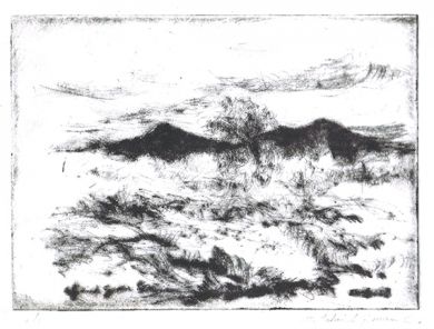 Etching - View of the Desert drypoint : click to enlarge