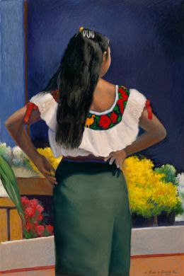Mexico - Print - Maya con Flores - canvas print 24x16 - $495 - paper print now available: click to enlarge